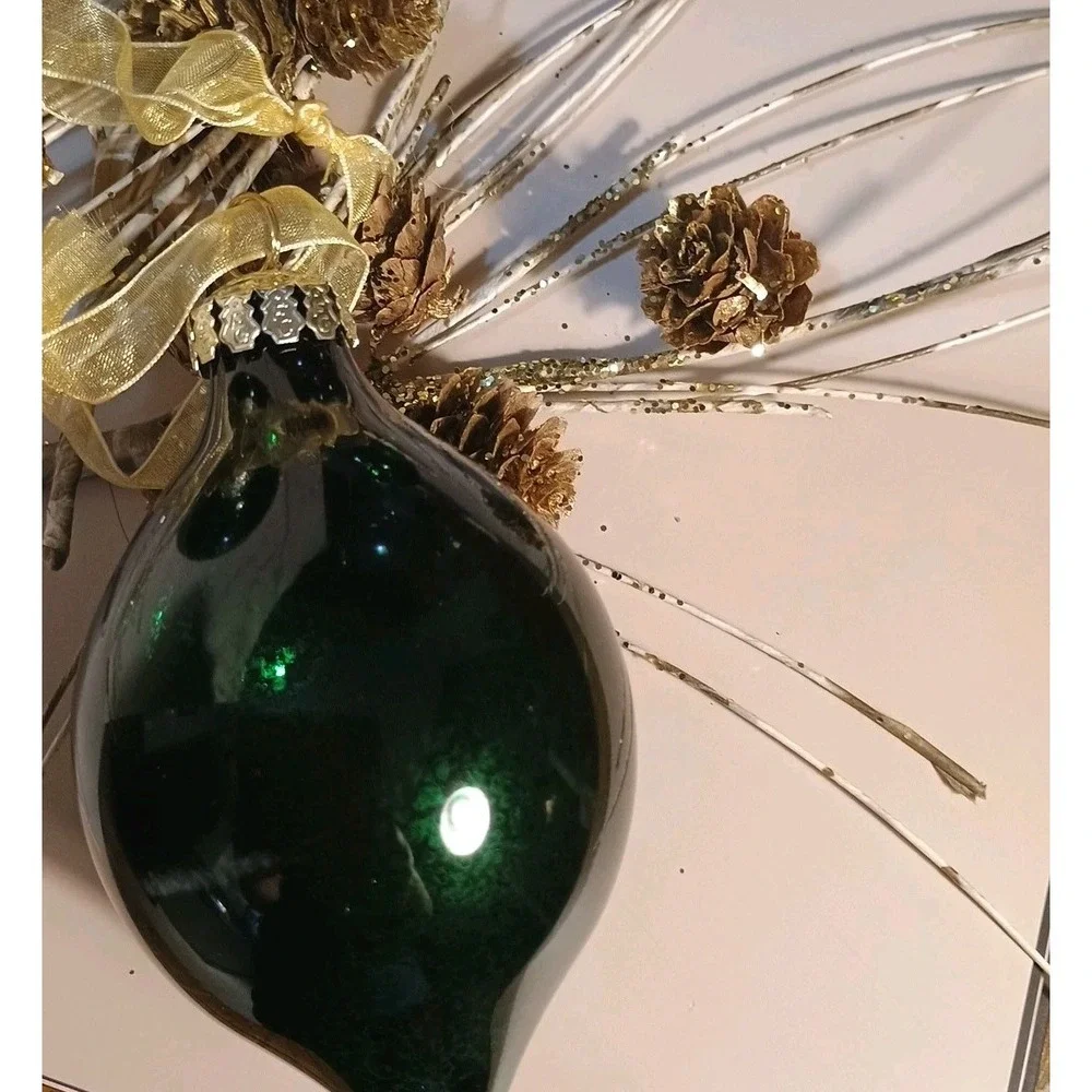 Frontgate Emerald Green Glass Ornaments Christmas Tree 1 Round‎ 2 Teardrop